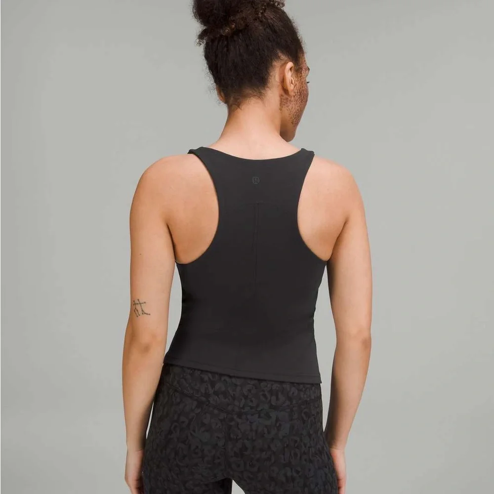 Lululemon InStill Tank Top Black Racerback Shelf Bra Square Neck Nulu Size 12